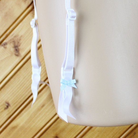 Victoria's Secret Garter Belt White Mint Green Chantilly Lace XS Wedding P57 - Picture 4 of 9